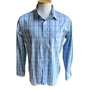 Men's UNTUCKit blue plaid button up long sleeve casual dress shirt size XXL